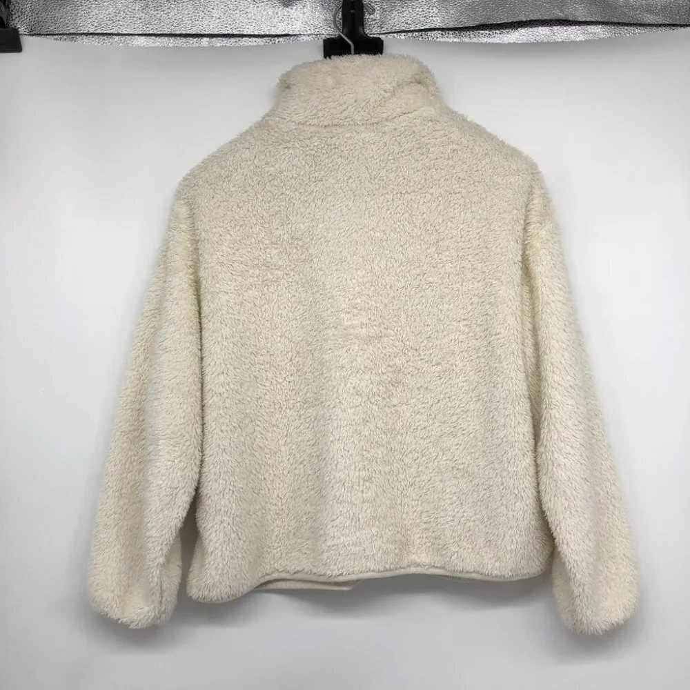 H&M Cream /  Off White Short 1/4 Zip Teddy Jacket size M - Picture 2 of 14